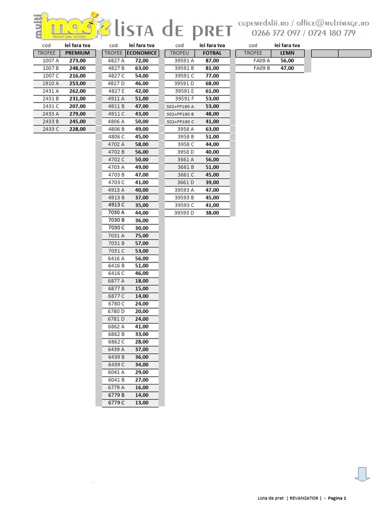 Lista de Pret FARA TVA 2024 Februarie | PDF