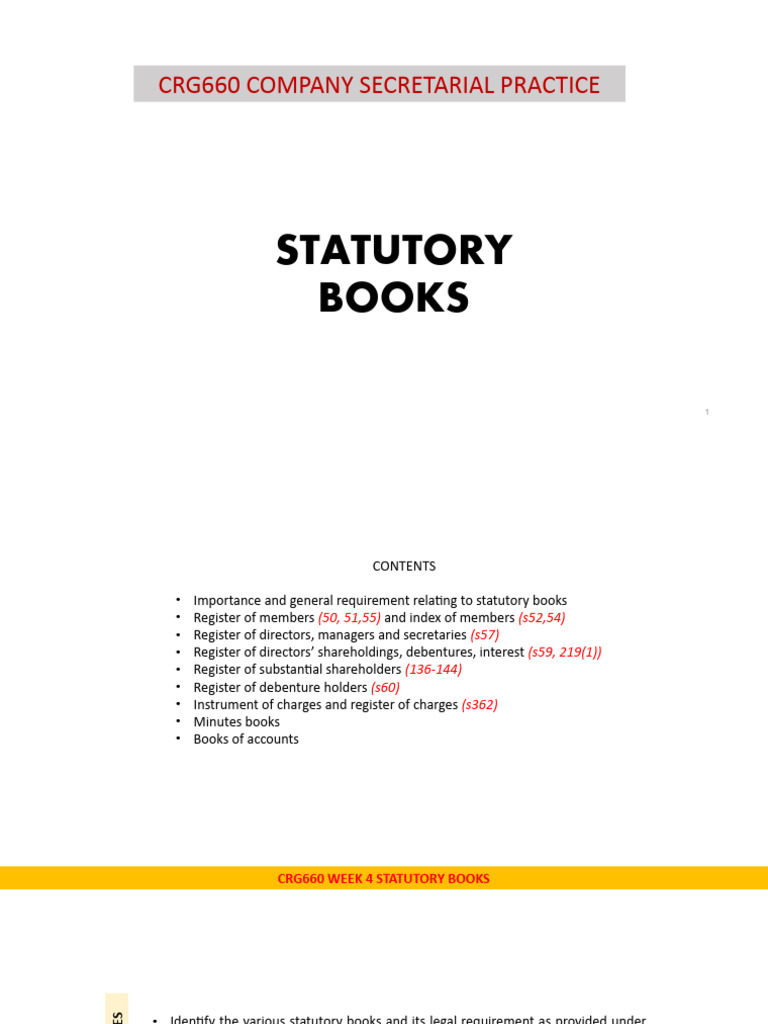 Understanding Statutory Books Requirements | PDF | Debenture | Stocks