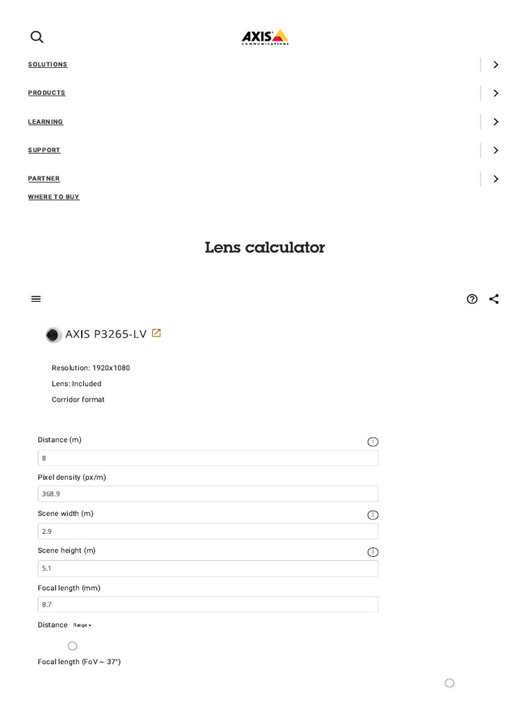 Lens Calculator Axis Communications PDF