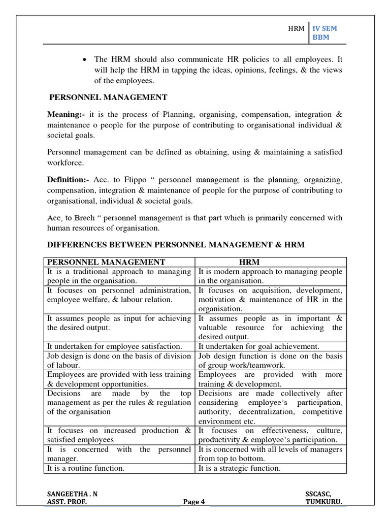 HRM vs Personnel Management Explained | PDF | Human Resource Management ...