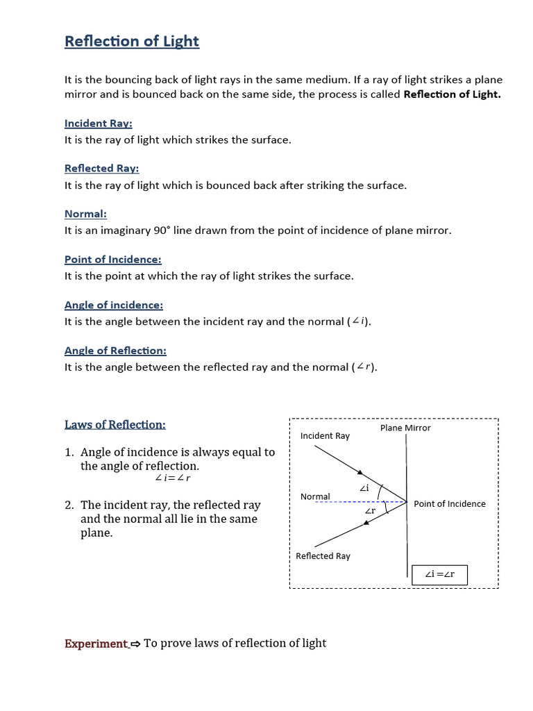 Reflection Pdf Reflection Physics Mirror
