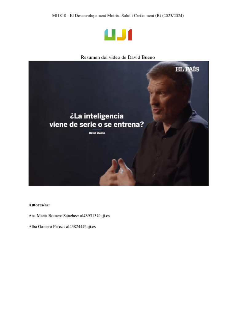 VIDEO DE DAVID BUENO | PDF | Aprendizaje | Mente