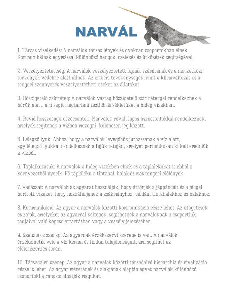 NARVAL Jellemzői PDF