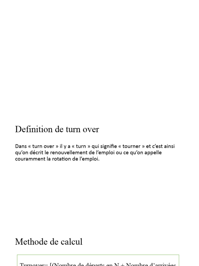Définition et calcul du turnover | PDF | Évolution de carrière