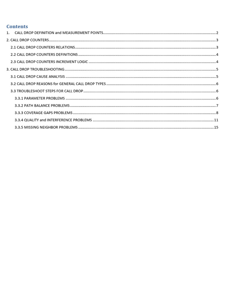 Call Drop Measurement and Troubleshooting Guide | PDF | Electromagnetic ...