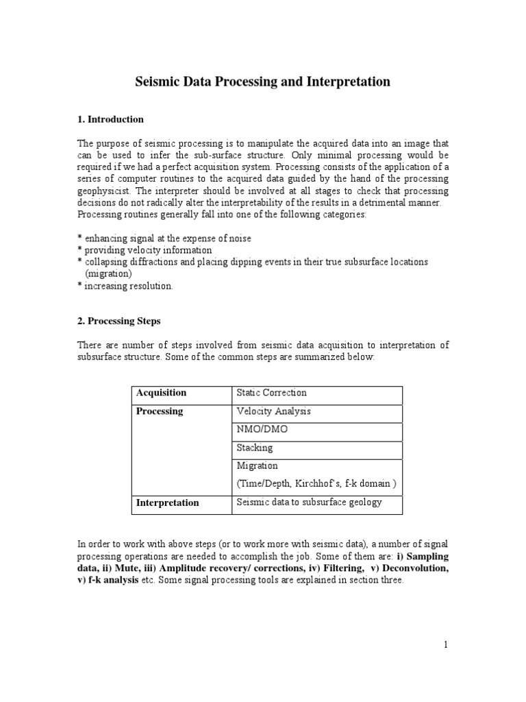 Seismic Processing Pdf