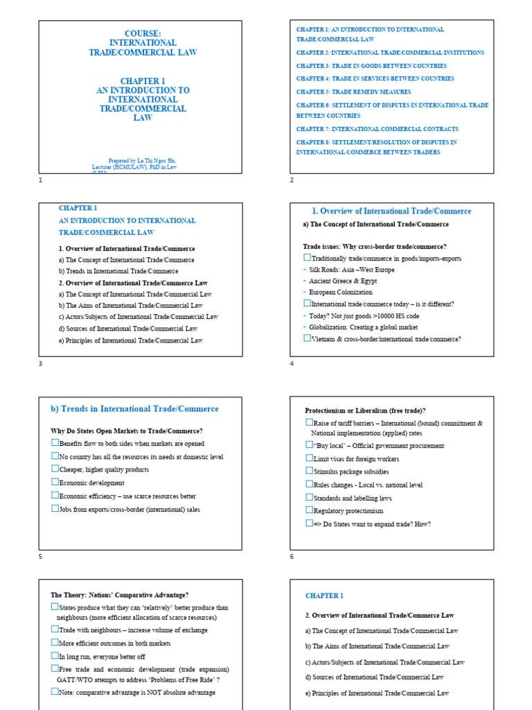Introduction to International Trade Law | PDF | Most Favoured Nation ...