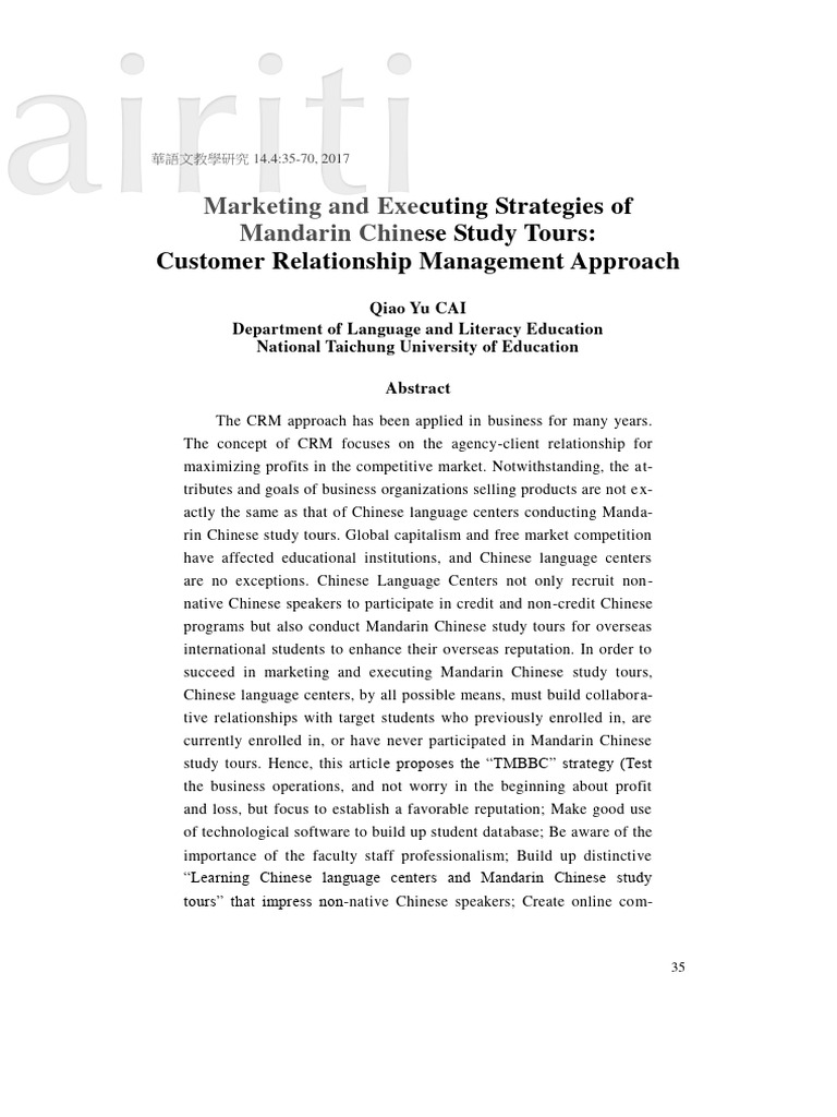 2018marketing and Executing Strategies of Mandarin Chinese Study Tours ...