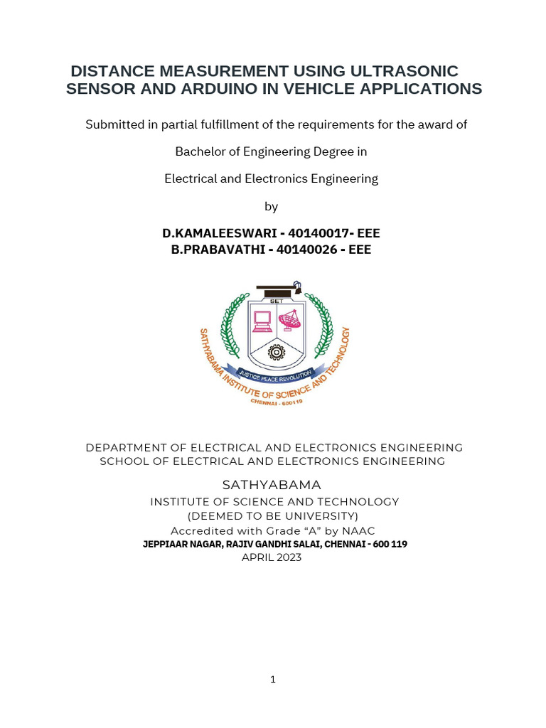 Ultrasonic Sensor Distance Measurement | PDF | Electrical Engineering