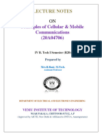 Principles of Cellular & Mobile Communications (20A04706) : Lecture Notes