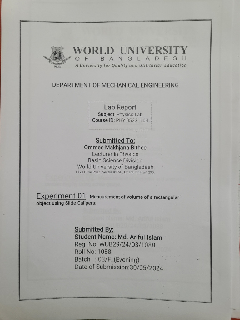 Phy Exp 1 | PDF