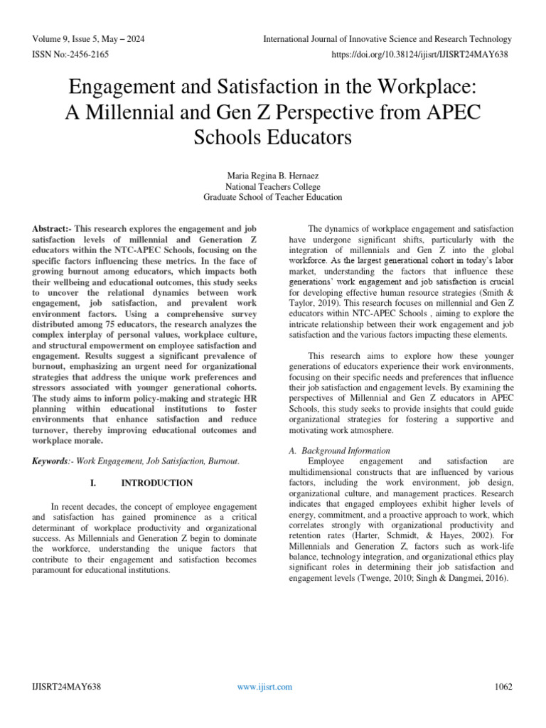 Millennial & Gen Z Educators' Job Satisfaction | PDF | Job Satisfaction ...