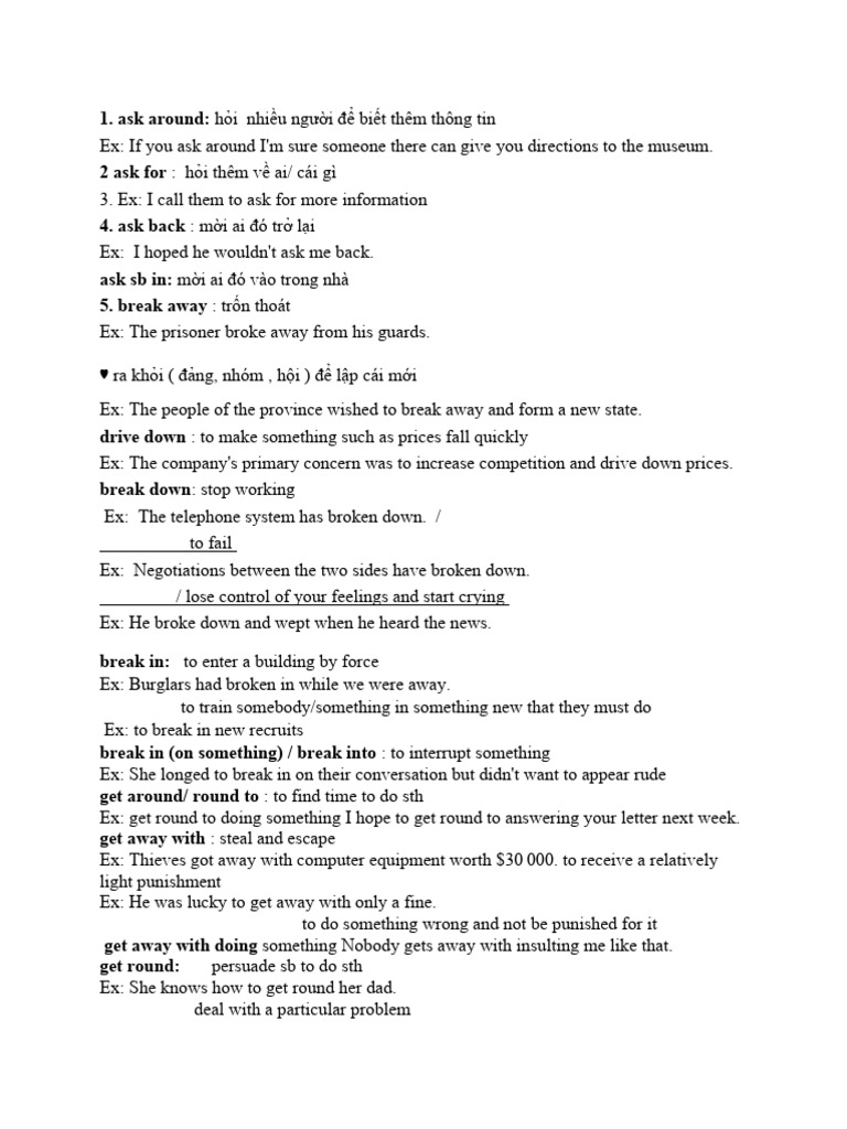 Common English Phrasal Verbs Explained | PDF | Politics | Foreign ...