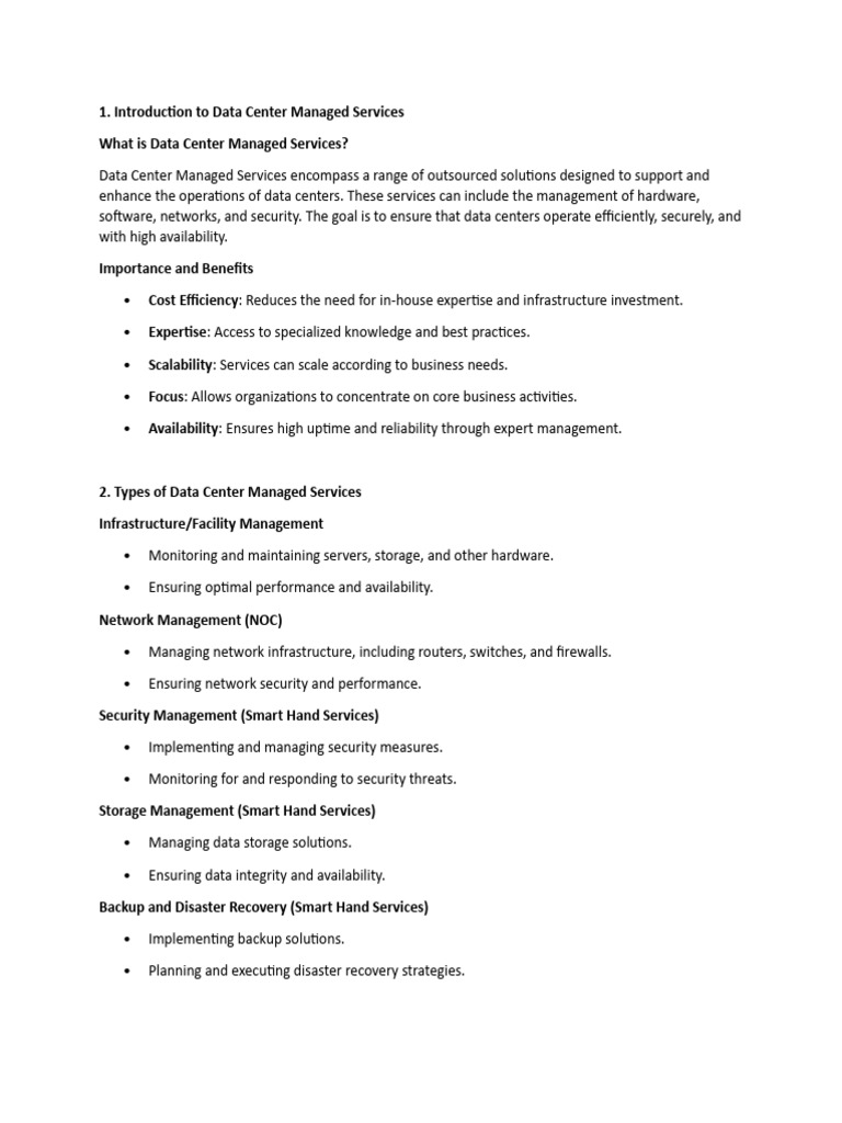 Data Center Managed Services Handbook | PDF | Data Center | Cloud Computing