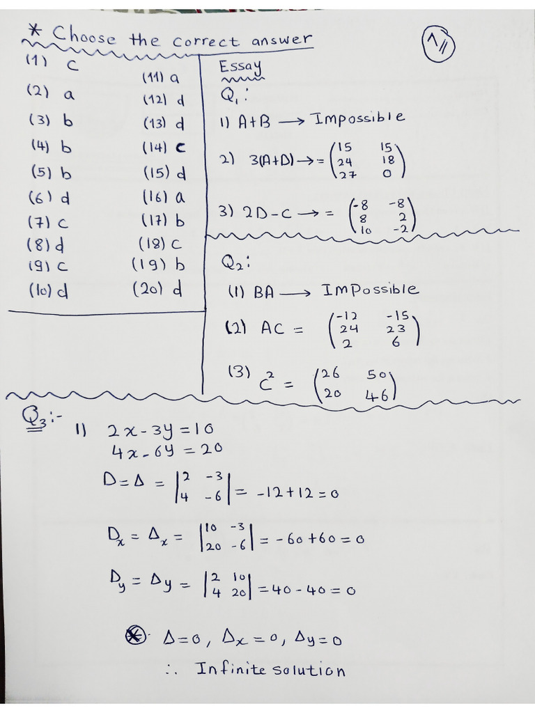 Model Answer Math Q3 | PDF