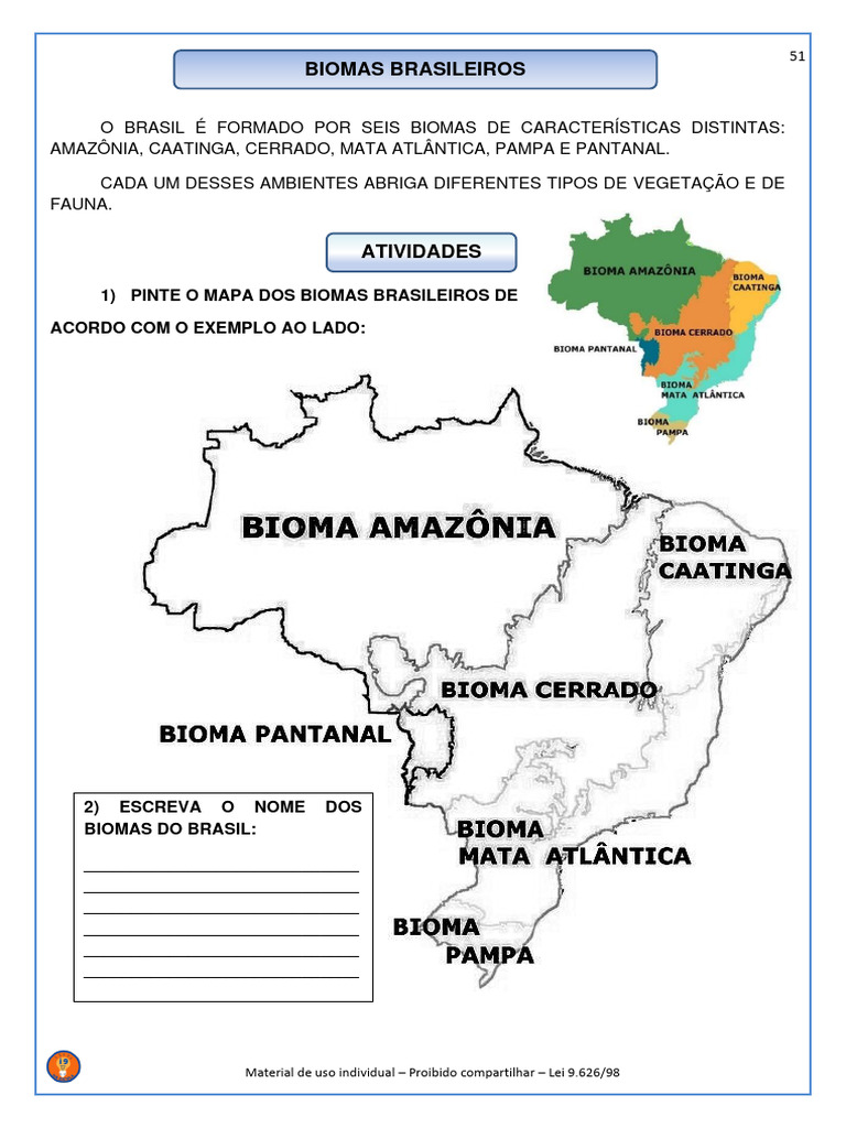 Atividades sobre Biomas Brasileiros 7º Ano | PDF | Biogeografia | Ecologia