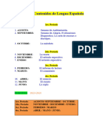 Tabla de Contenido de Lengua Española