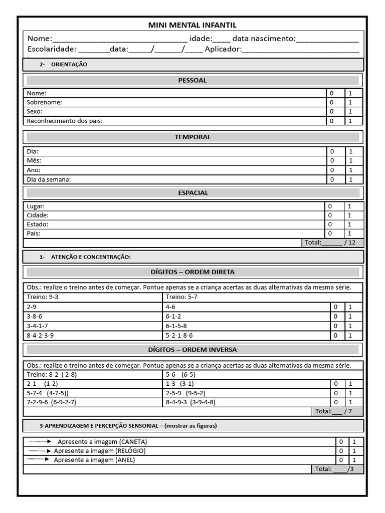 Teste mini mental infantil pdf neuroci ncia ci ncia cognitiva