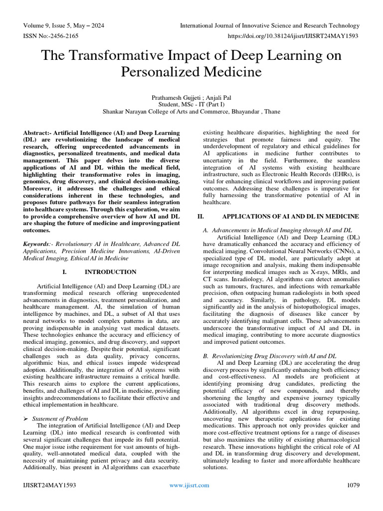 Deep Learning's Role in Personalized Medicine | PDF | Artificial ...