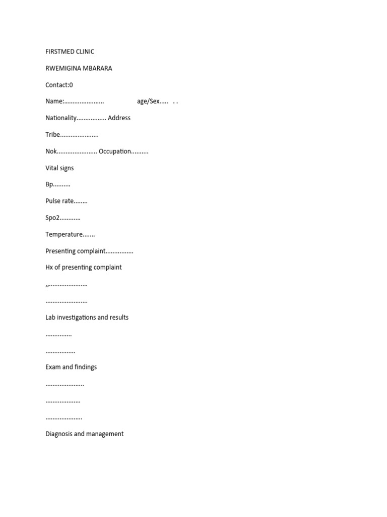 FirstMed Clinic Patient Assessment Form | PDF | Social Science | Law