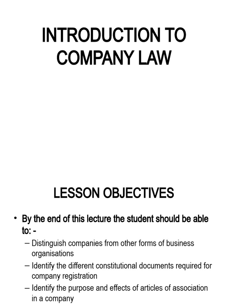 LECTURE 1 Introduction | PDF | Partnership | Corporate Law