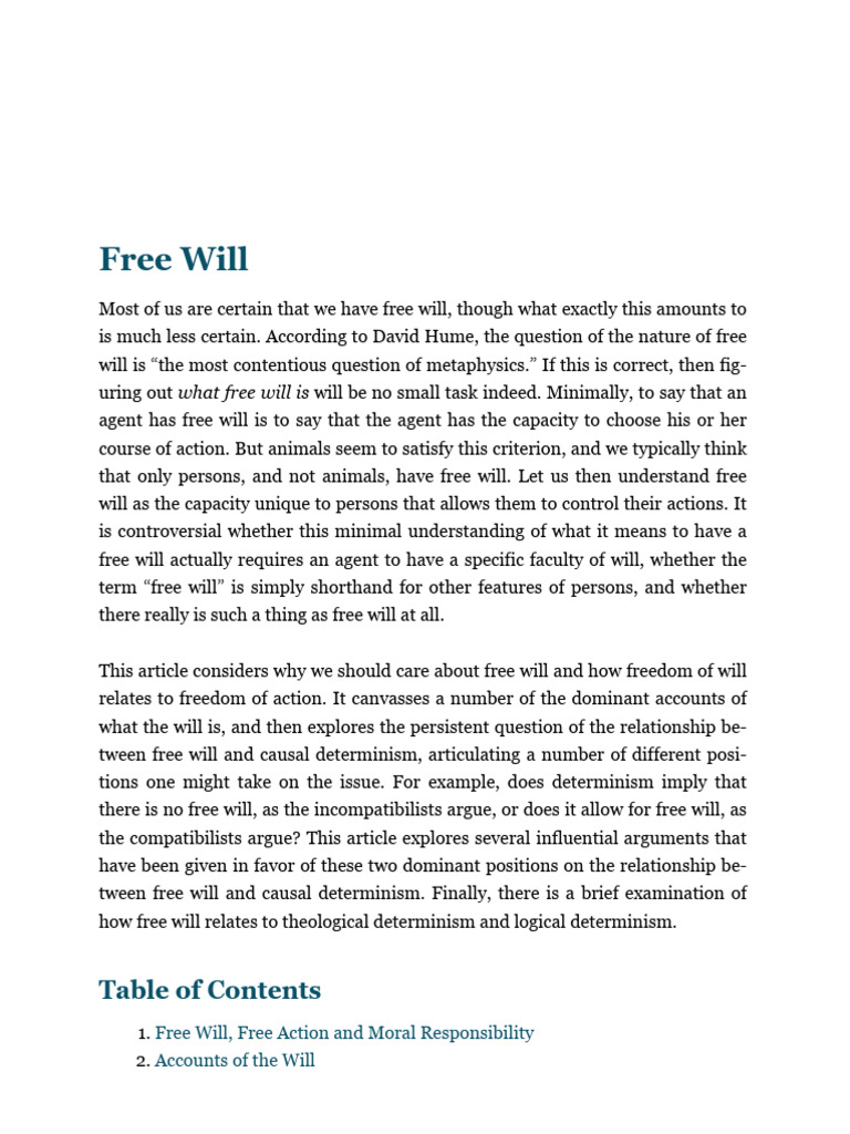 Understanding Free Will and Determinism | PDF | Free Will | Determinism