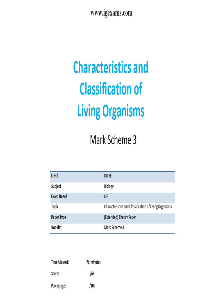 1 3 Characteristics And Classification Of Living Organisms Igcse Cie