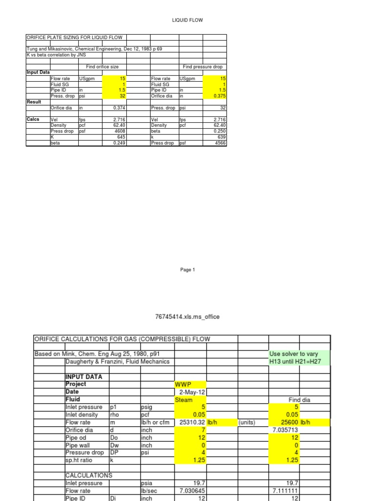 Orifice Plate Sizing and Calculations | PDF | Law | Science & Mathematics