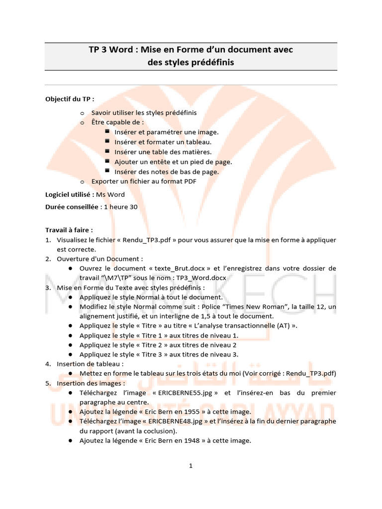 TP 3 - Word | PDF | Microsoft Word | Informatique