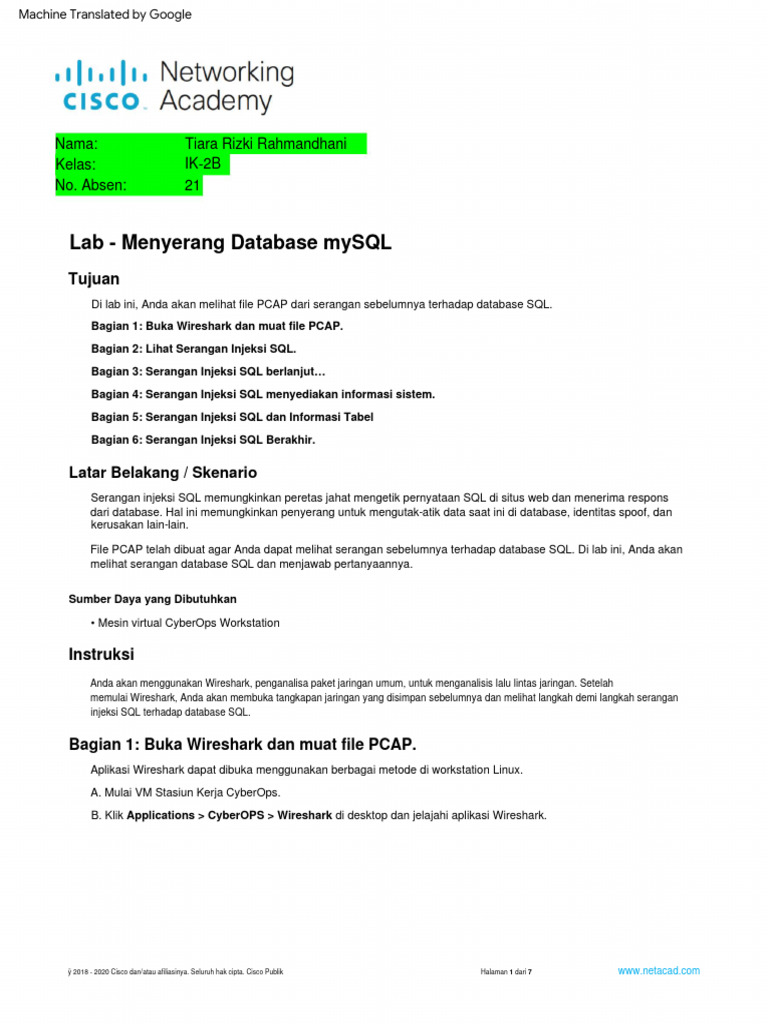 Analisis Serangan Injeksi SQL | PDF
