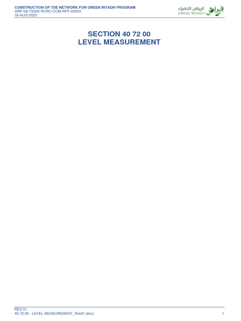 40 72 00 - LEVEL MEASUREMENT - Rev01 | PDF | Instrumentation | Pipe ...