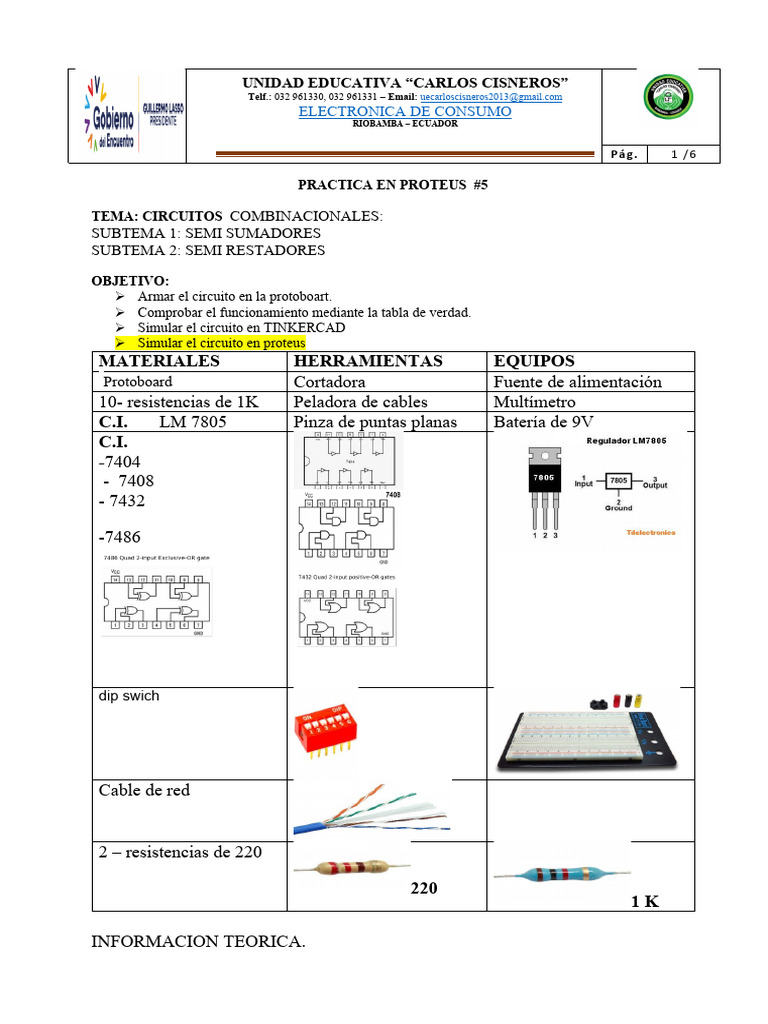 Circuitos Combinacionales en Proteus | PDF | Ingeniería Informática ...