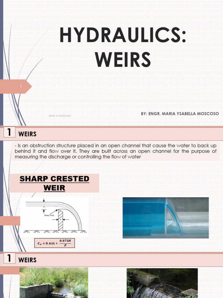 Weir Design and Discharge Calculations | PDF | Hydraulic Engineering ...