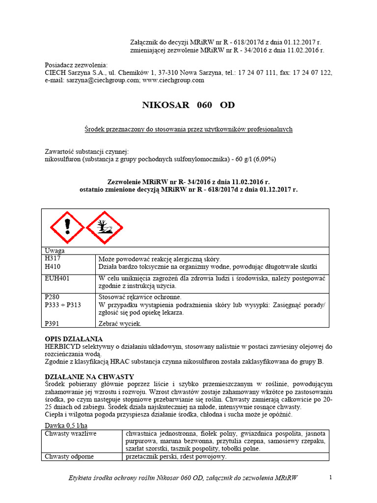 Nikosar 060 OD | PDF