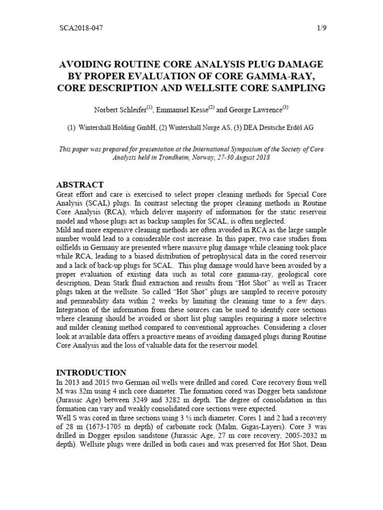Avoiding Routine Core Analysis Plug Damage | PDF | Petroleum Reservoir ...