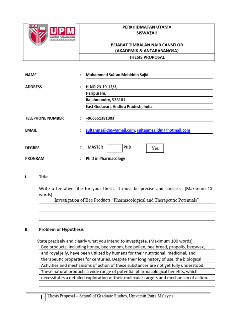 Research Proposal Template | PDF | Anti Inflammatory | Bees