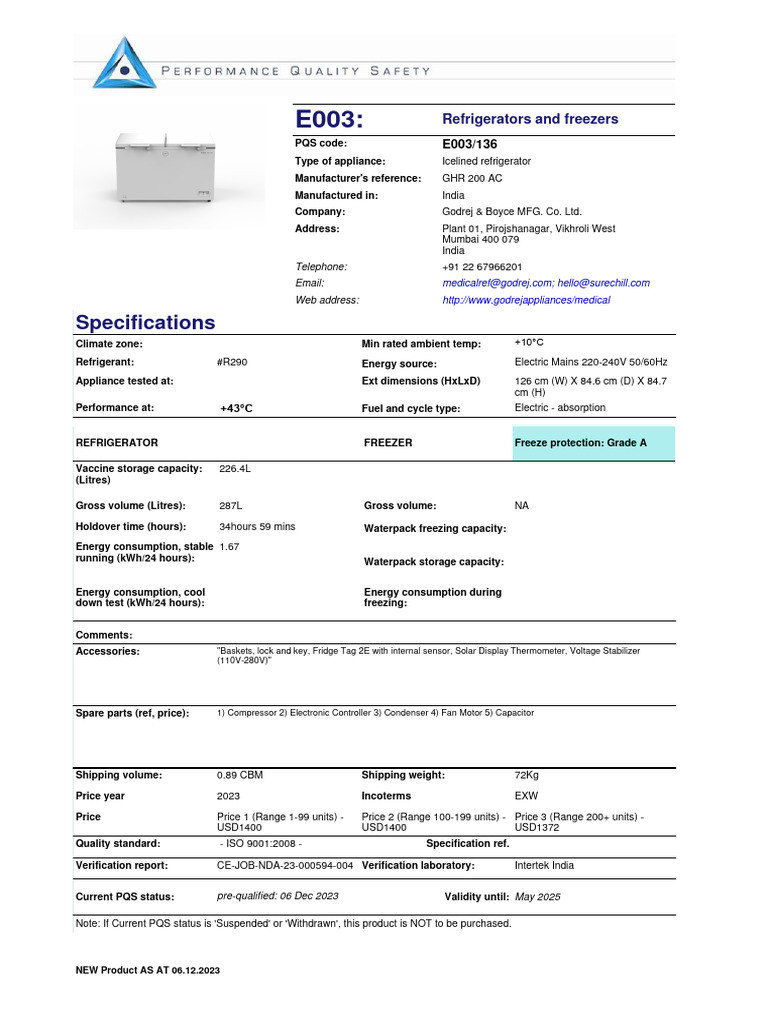 Specifications: Refrigerators and Freezers | PDF | Refrigerator ...