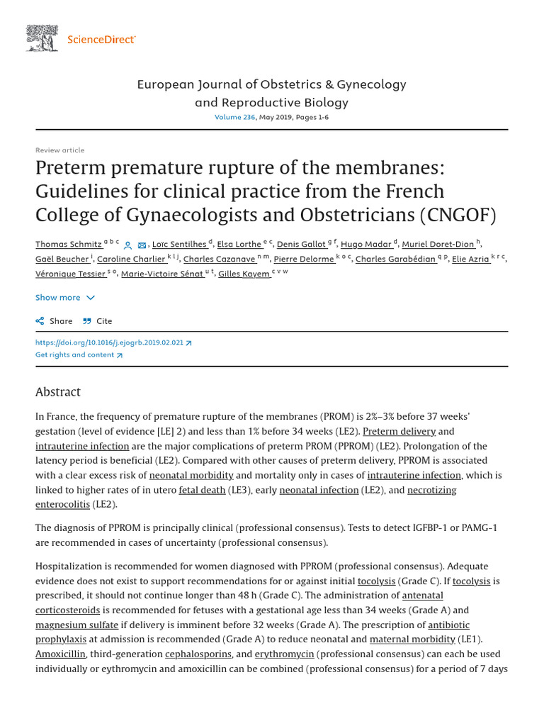 Guidelines for Managing Preterm PROM | PDF | Preterm Birth | Health Care