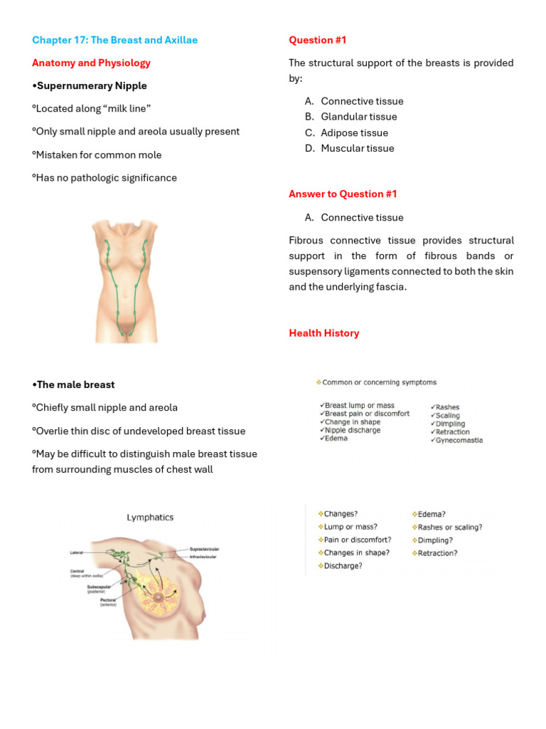 Breast and Axillae Part 1 | PDF | Breast | Tissue (Biology)