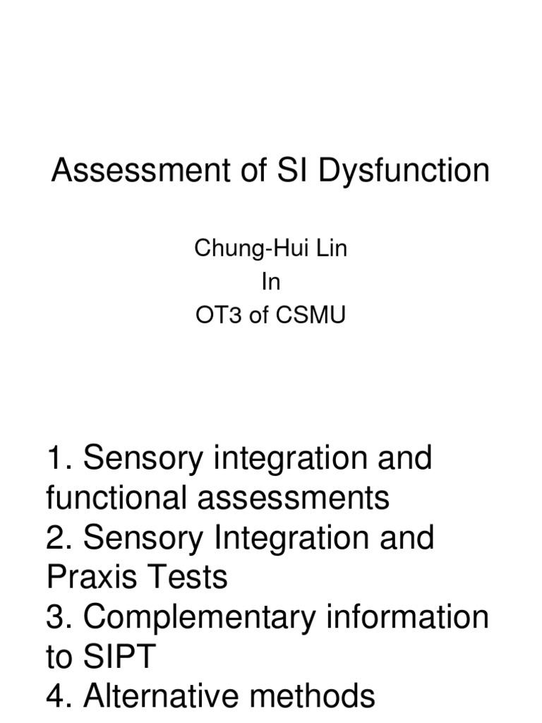 Assessment of SI Dysfunction | PDF | Sensory Processing Disorder ...