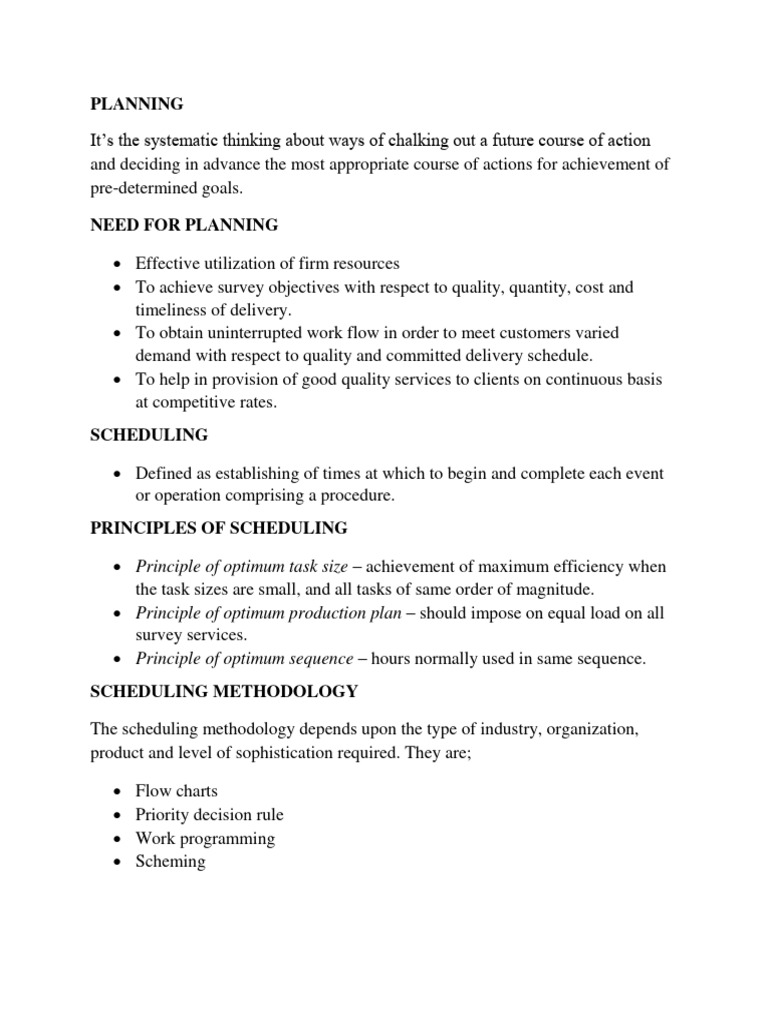 Work Planning Example