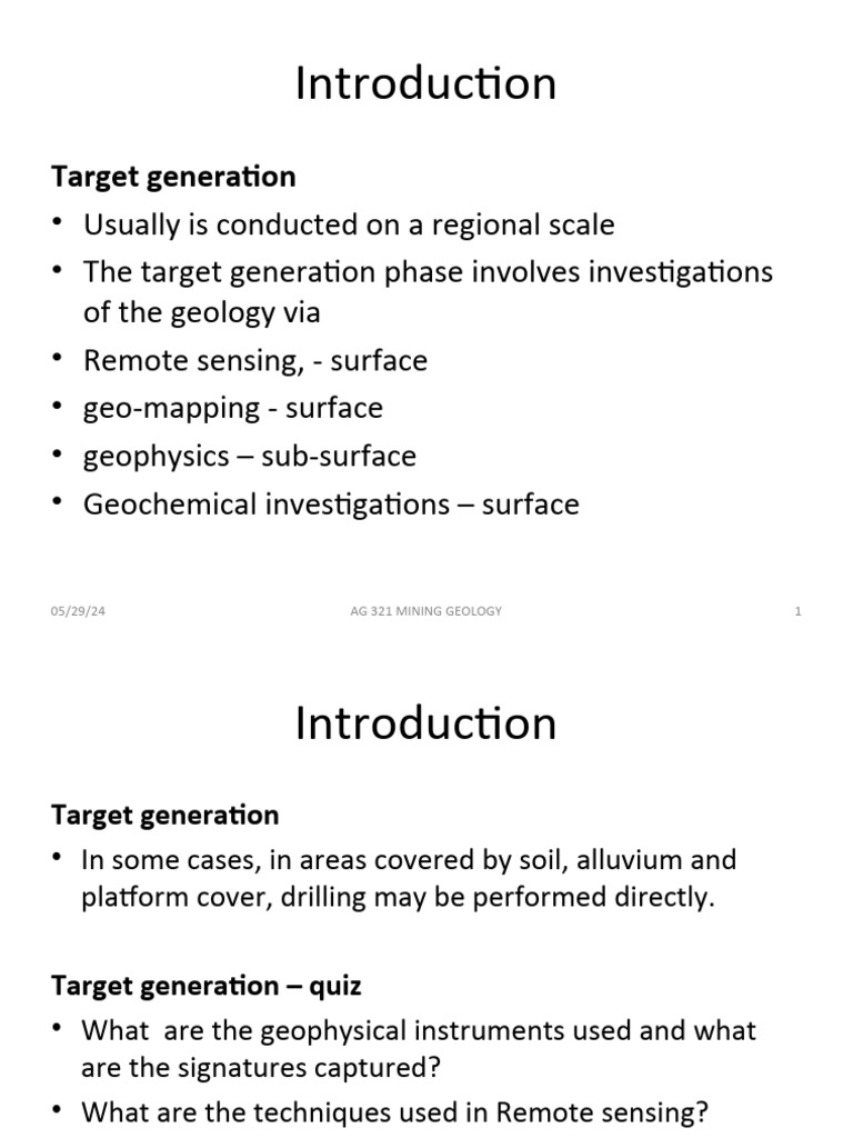 Mining Geology: Target Generation Process | PDF | Mining | Ore