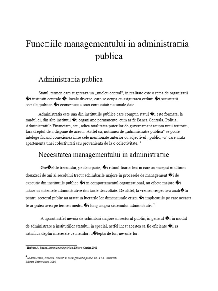 Functiile Managementului in Administratia Publica - Compress | PDF