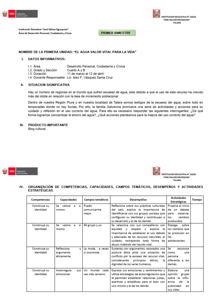 4 Grado Primer y Segundo Bimestre | PDF | Evaluación | Entorno natural