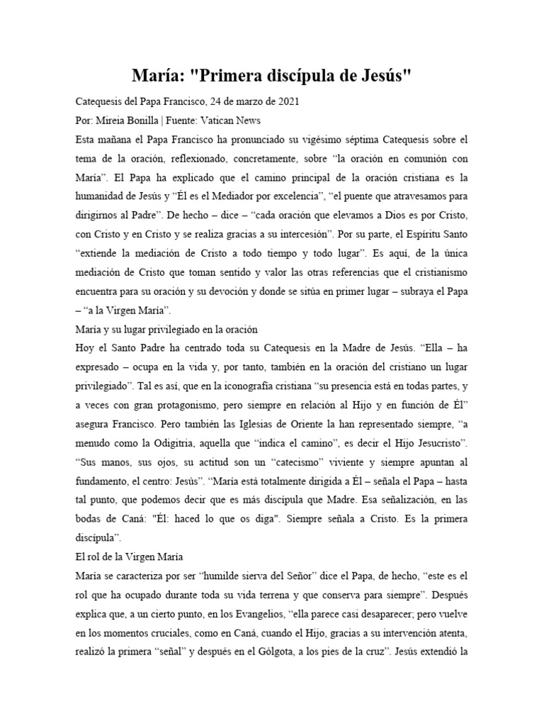 MARÍA DISCIPULA DE JESÚS | PDF | María, madre de Jesús | Oración