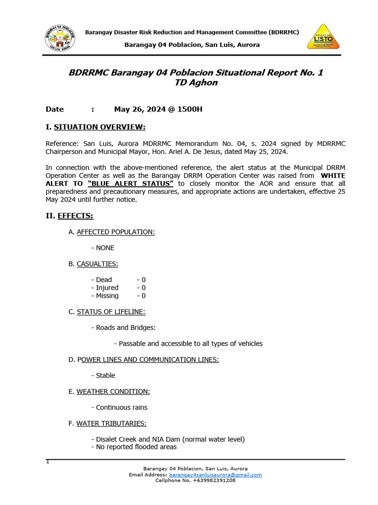 td-aghon-sitrep-1-download-free-pdf-emergency-management-natural