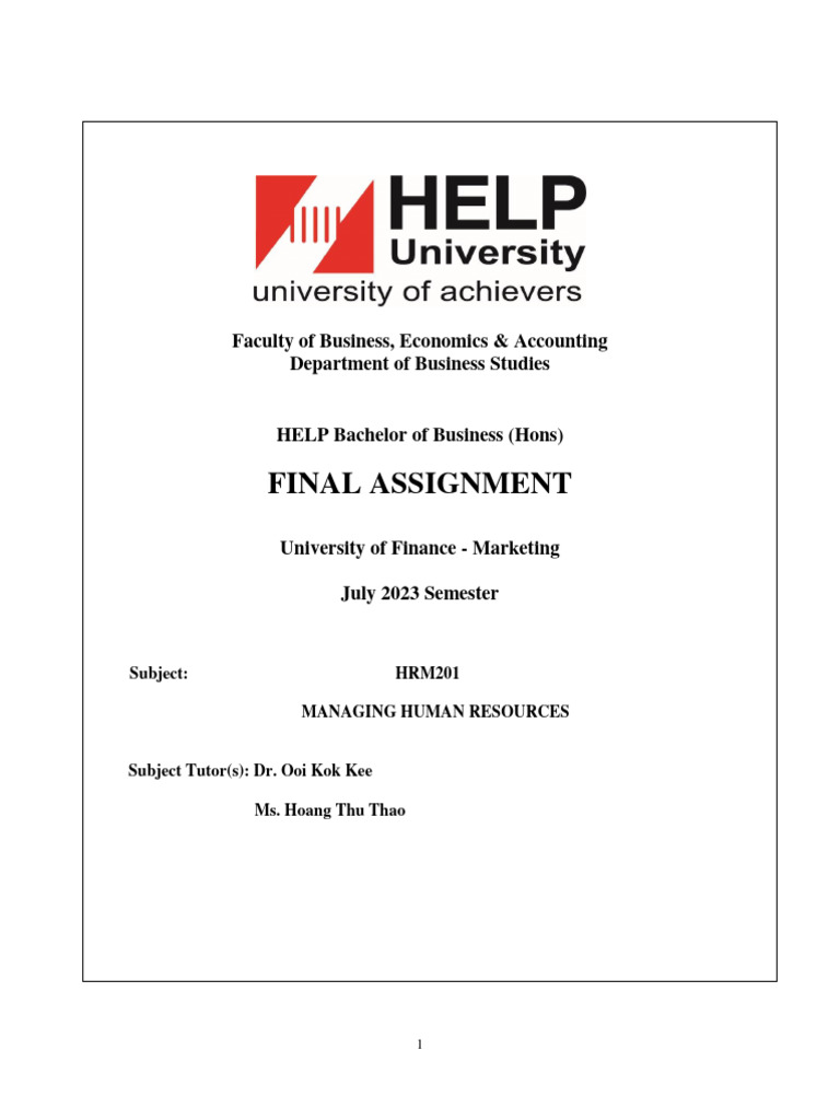 HRM201 Final Assignment | PDF | Artificial Intelligence | Intelligence ...