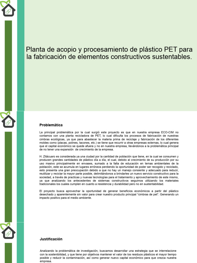 Planta de Reciclaje PET para Construcción Ecológica | PDF | Reciclaje ...