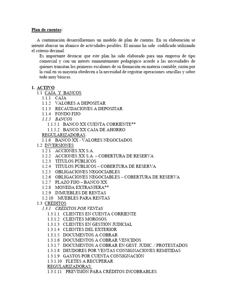 Plan y Manual de Cuentas 2020 | PDF | Bancos | Cheque