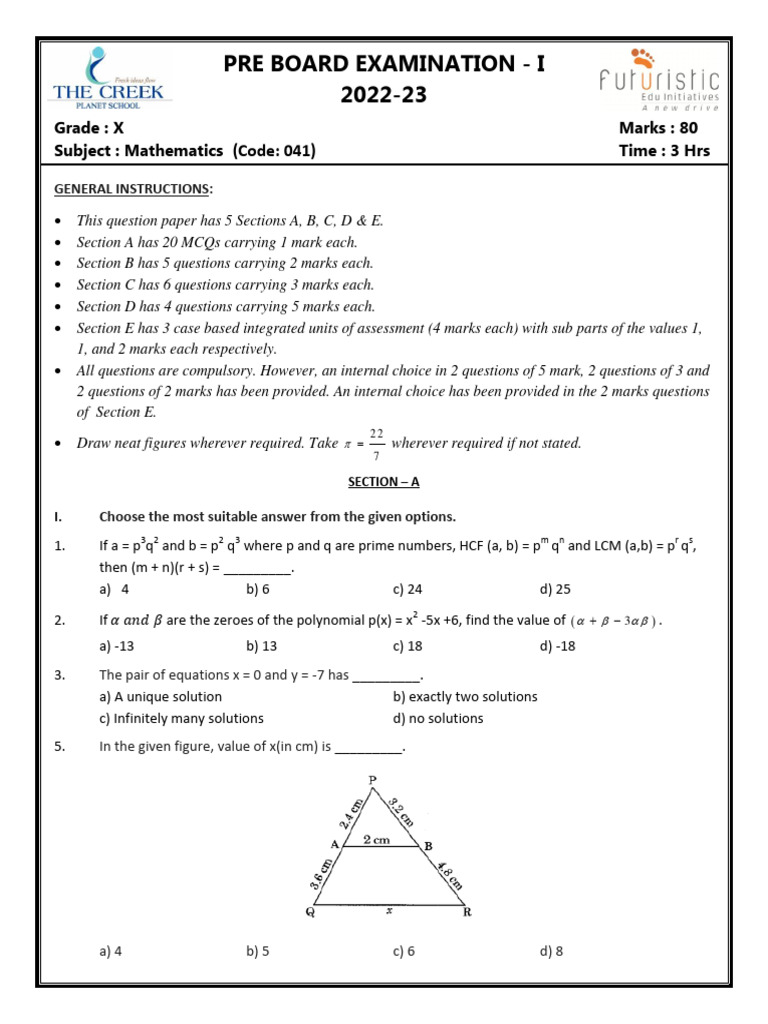 Grade 10 Math Exam Paper | PDF | Circle | Zero Of A Function